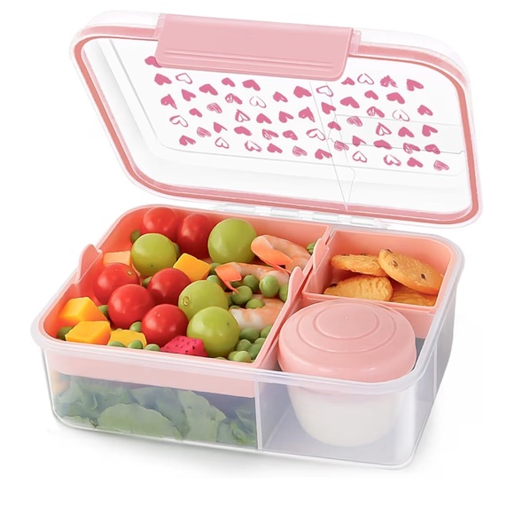 Pink Heart Patterned Storage Container with Lid - Picture 3 of 4